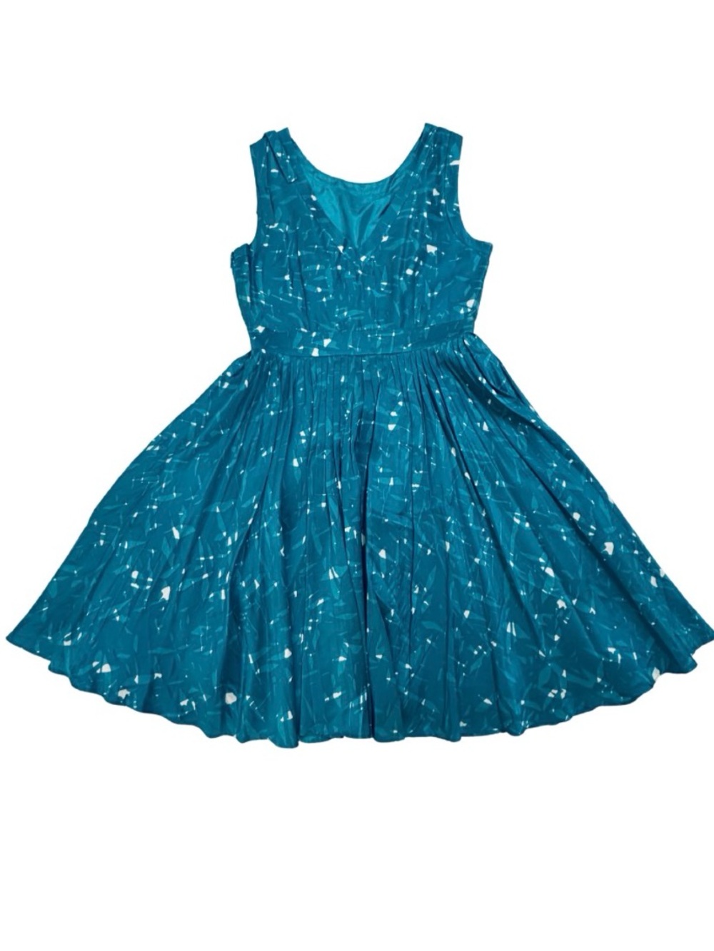 Kate Spade New York Melody Silk Pleated Dress Teal Fit & Flare Size 10 - Picture 5 of 15